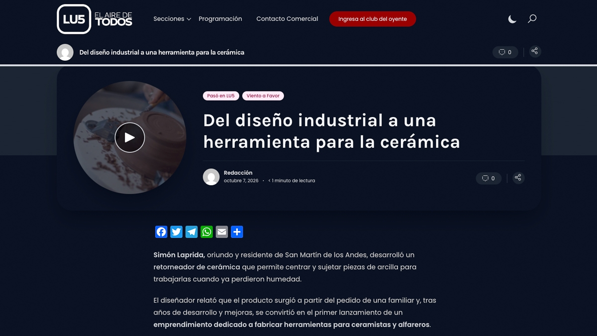 Retorneador de Cerámica en LU5 AM600 | Entrevista