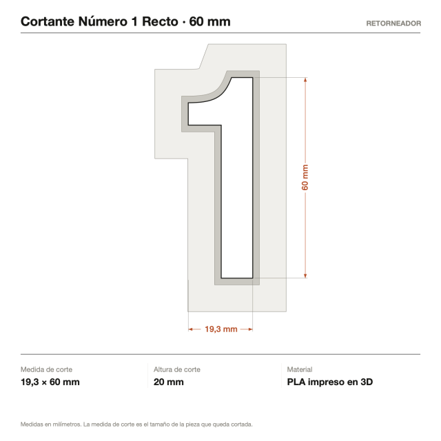 Cortante Número 1 Recto 6 cm