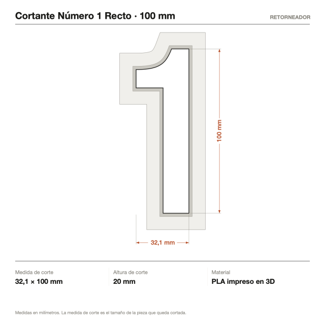 Cortante Número 1 Recto 10 cm