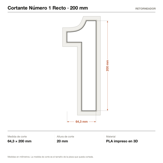 Cortante Número 1 Recto 20 cm