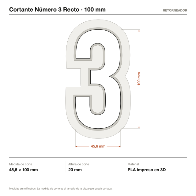 Cortante Número 3 Recto 10 cm
