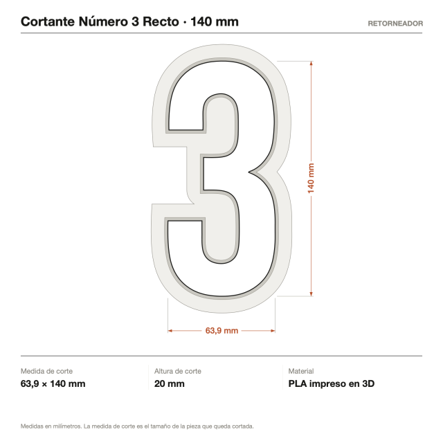 Cortante Número 3 Recto 14 cm