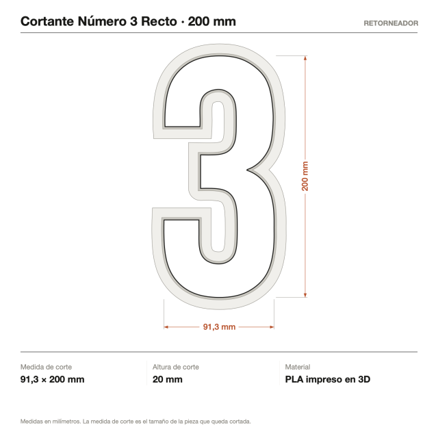 Cortante Número 3 Recto 20 cm