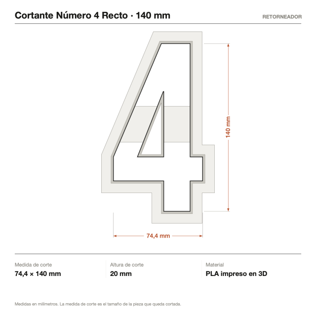 Cortante Número 4 Recto 14 cm