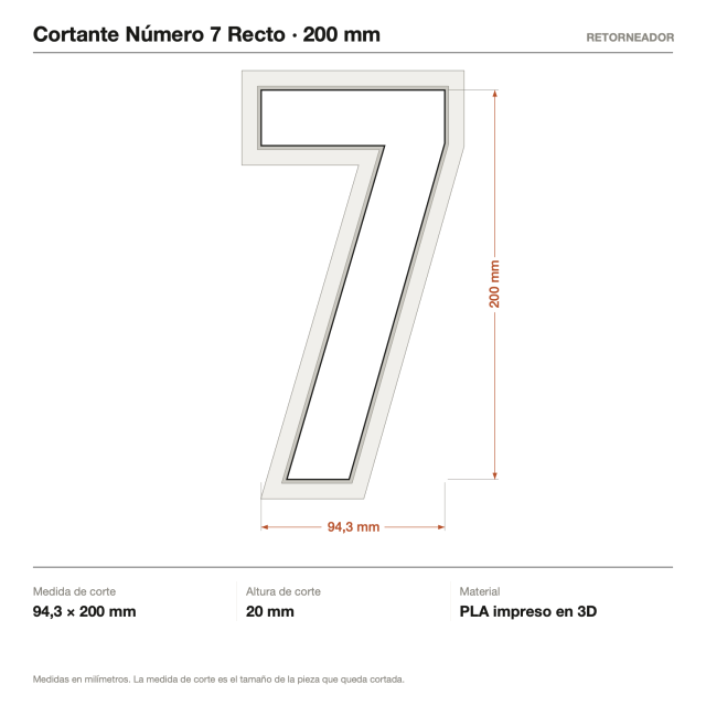 Cortante Número 7 Recto 20 cm