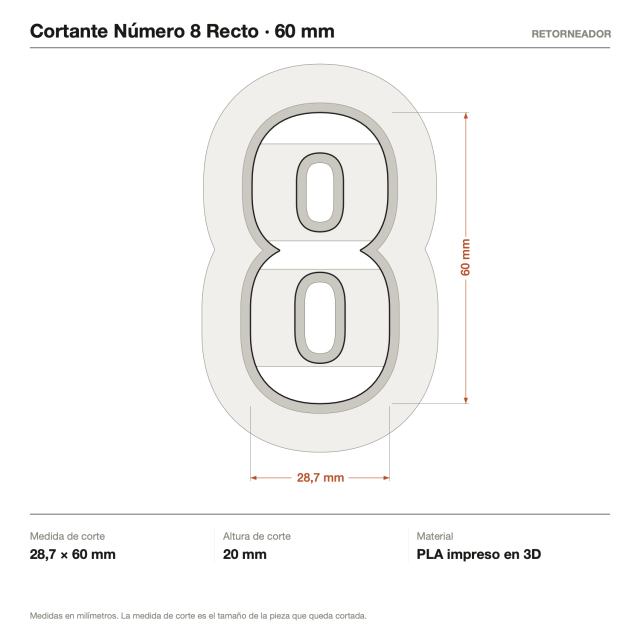 Cortante Número 8 Recto 6 cm