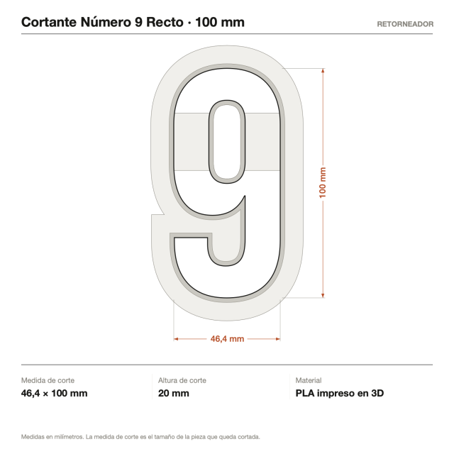 Cortante Número 9 Recto 10 cm