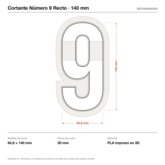 Cortante Número 9 Recto 14 cm