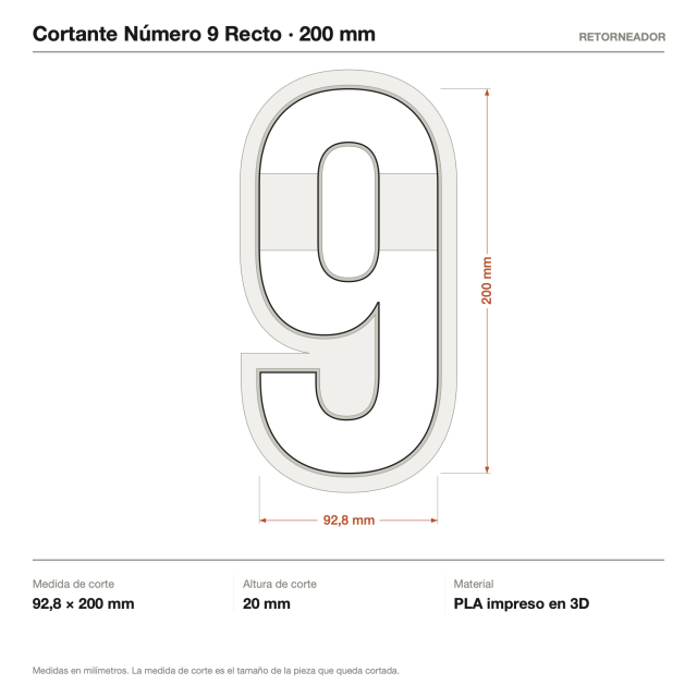 Cortante Número 9 Recto 20 cm