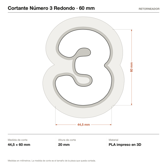 Cortante Número 3 Redondo 6 cm