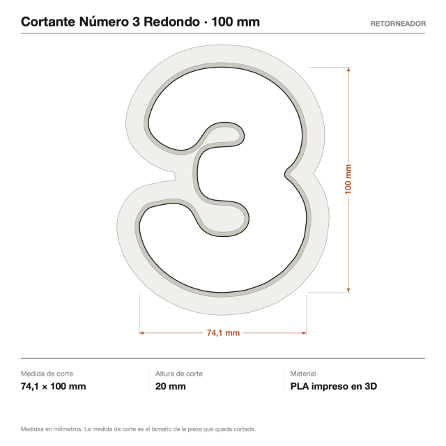 Cortante Número 3 Redondo 10 cm