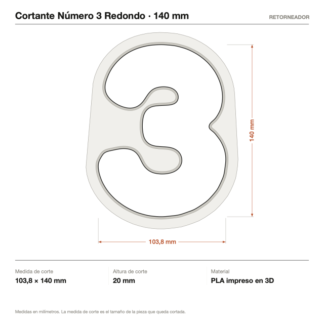 Cortante Número 3 Redondo 14 cm