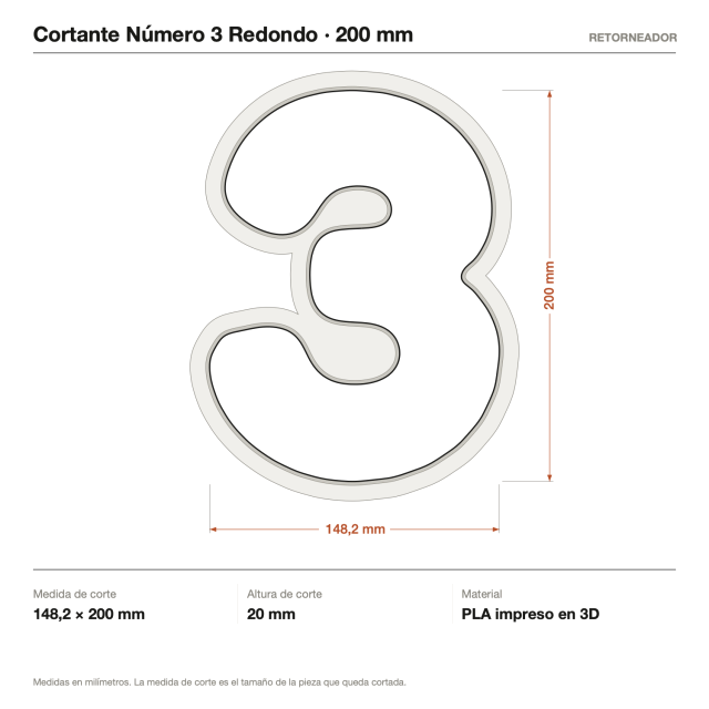 Cortante Número 3 Redondo 20 cm