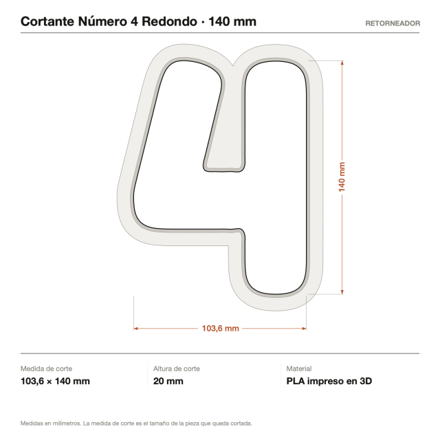 Cortante Número 4 Redondo 14 cm