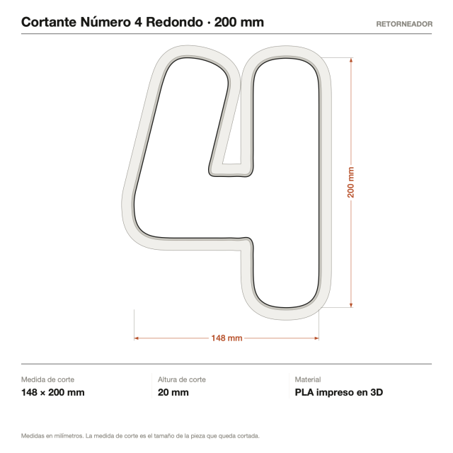 Cortante Número 4 Redondo 20 cm