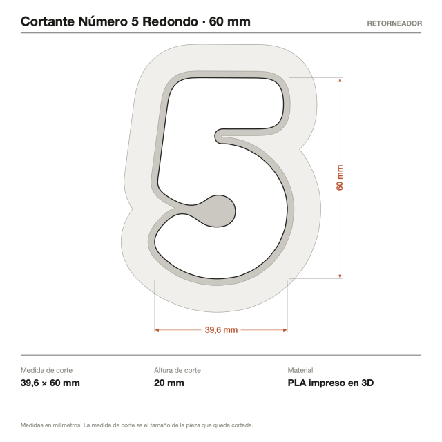 Cortante Número 5 Redondo 6 cm