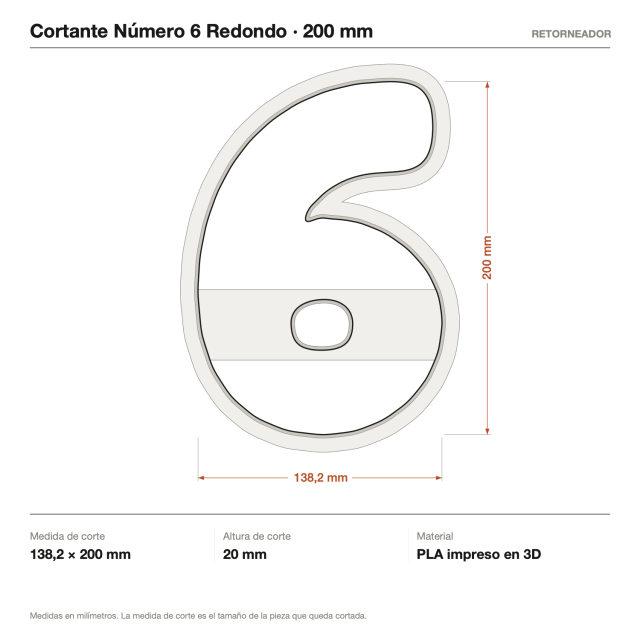 Cortante Número 6 Redondo 20 cm