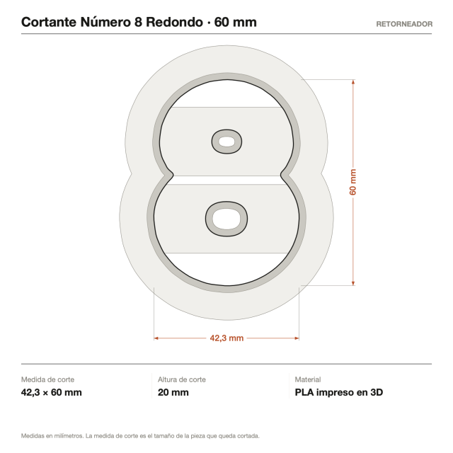 Cortante Número 8 Redondo 6 cm