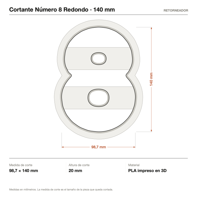 Cortante Número 8 Redondo 14 cm