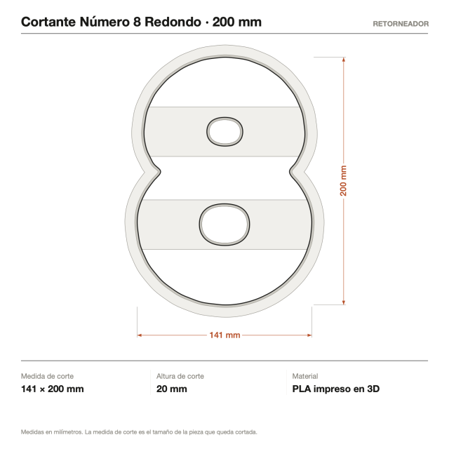 Cortante Número 8 Redondo 20 cm