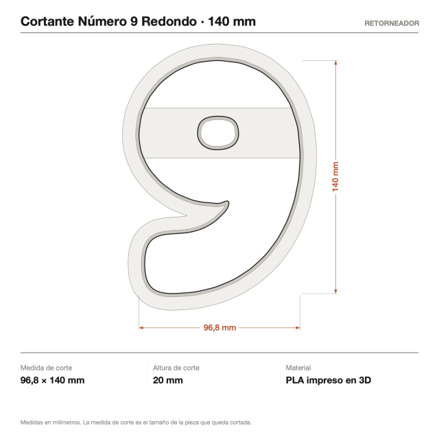 Cortante Número 9 Redondo 14 cm
