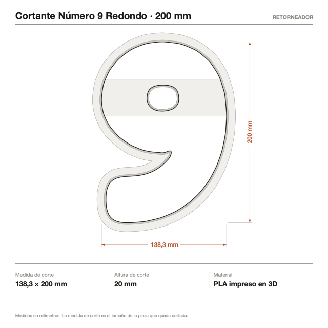 Cortante Número 9 Redondo 20 cm