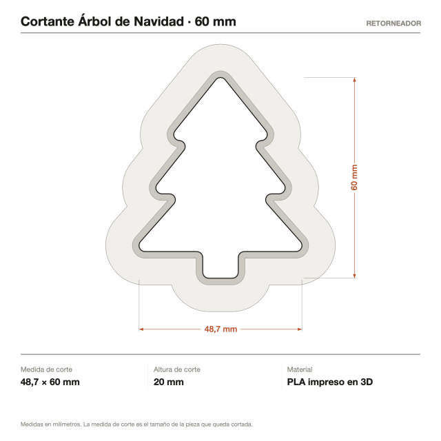 Cortante Árbol de Navidad 6 cm