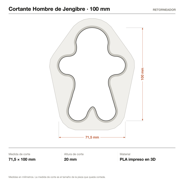 Cortante + Sello Hombre de Jengibre 10 cm