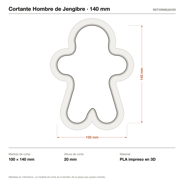 Cortante + Sello Hombre de Jengibre 14 cm