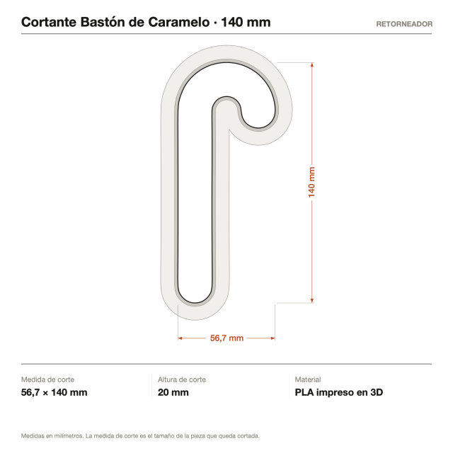 Cortante + Sello Bastón de Caramelo 14 cm