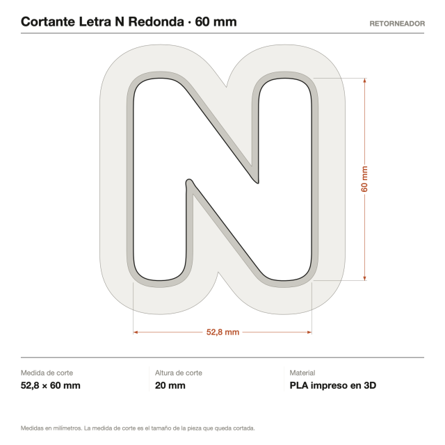 Kit Cortantes Letra N Redonda x4 (6, 10, 14 y 20 cm)