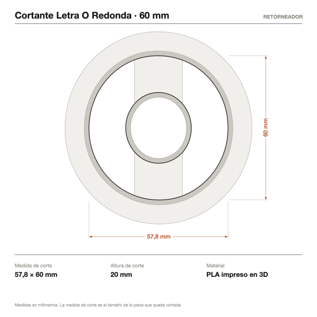 Cortante Letra O Redonda - Tamaño a elección