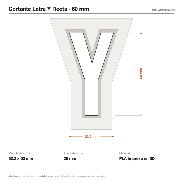 Cortante Letra Y Recta - Tamaño a elección