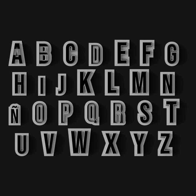 Set de Cortantes Abecedario 27 Letras - Recta 6 cm