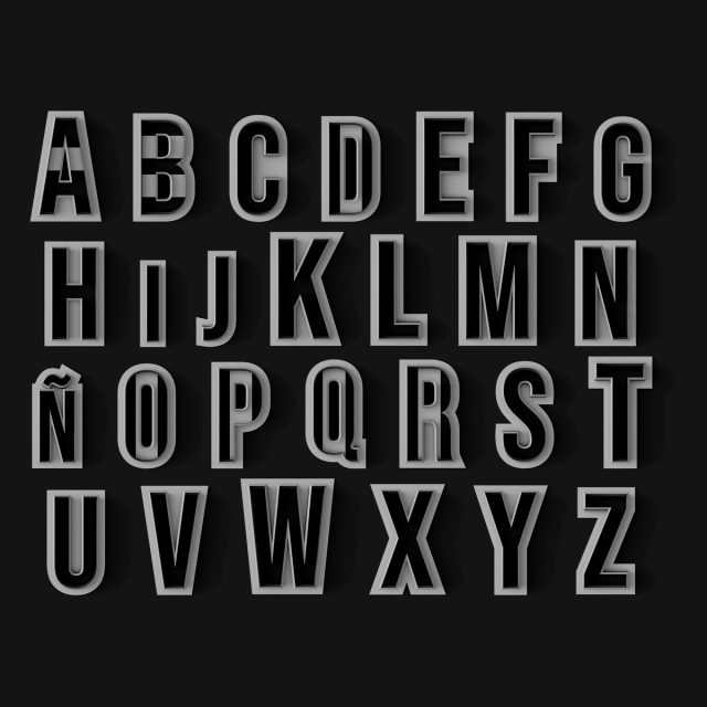 Set de Cortantes Abecedario 27 Letras - Recta 10 cm