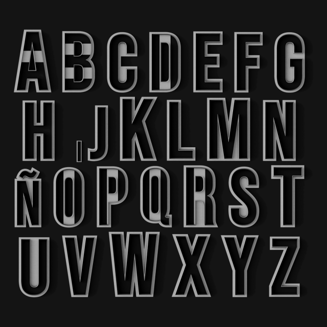 Set de Cortantes Abecedario 27 Letras - Recta 20 cm