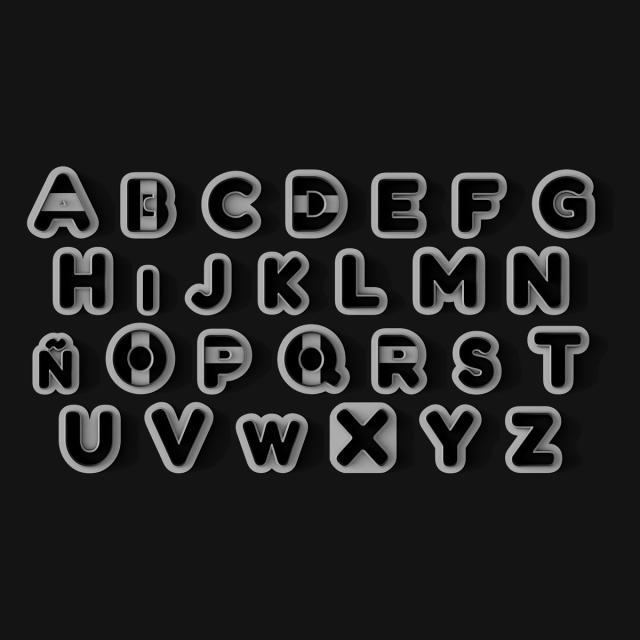 Set de Cortantes Abecedario 27 Letras - Redonda 6 cm