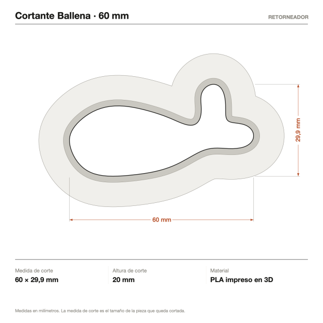 Cortante Ballena - Tamaño a elección