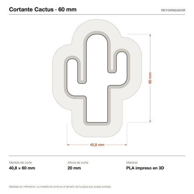 Cortante Cactus - Tamaño a elección