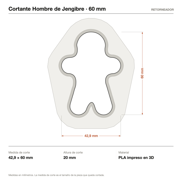 Cortante + Sello Hombre de Jengibre - Tamaño a elección