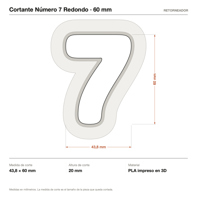 Cortante Número 7 Redondo - Tamaño a elección