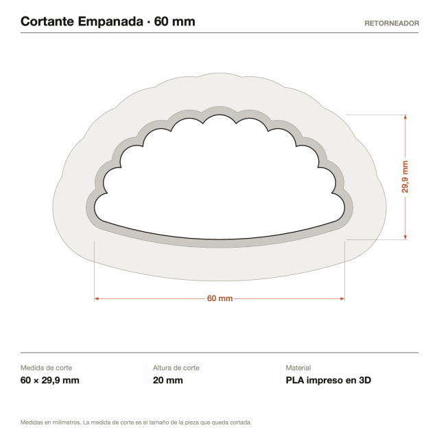 Kit Cortantes Empanada x4 (6, 10, 14 y 20 cm)