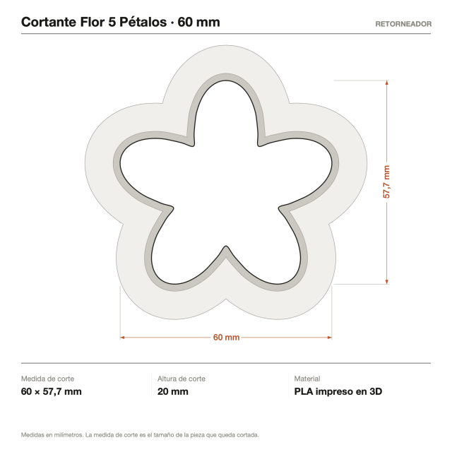 Kit Cortantes Flor 5 Pétalos x4 (6, 10, 14 y 20 cm)