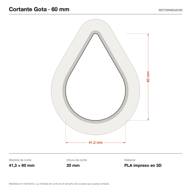 Kit Cortantes Gota x4 (6, 10, 14 y 20 cm)