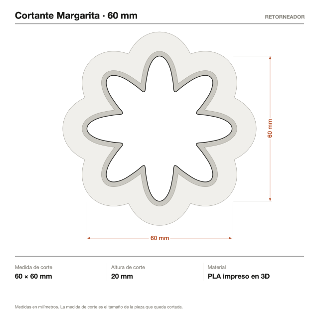 Cortante Margarita - Tamaño a elección