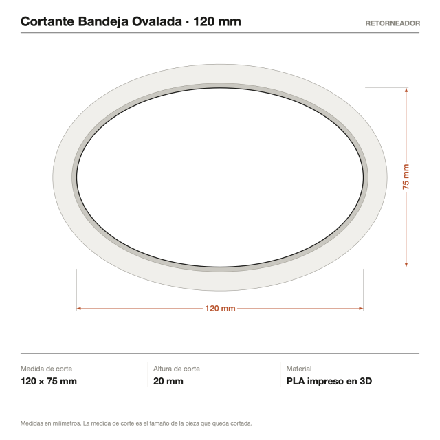 Cortante Bandeja Ovalada - Tamaño a elección