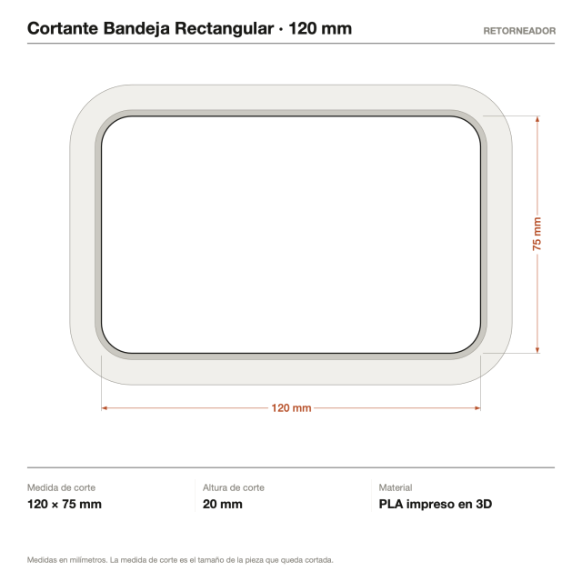 Cortante Bandeja Rectangular - Tamaño a elección