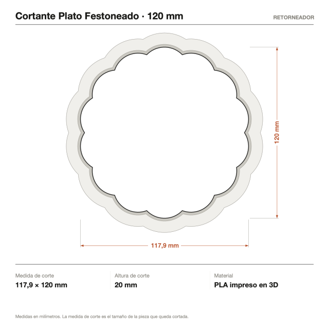 Kit Cortantes Plato Festoneado x4 (12, 15, 18 y 30 cm)
