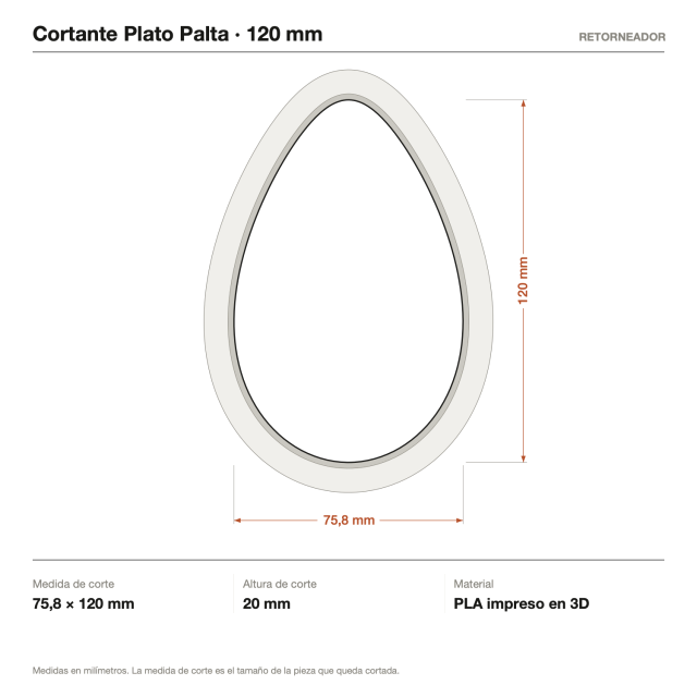 Kit Cortantes Plato Palta x4 (12, 15, 18 y 30 cm)