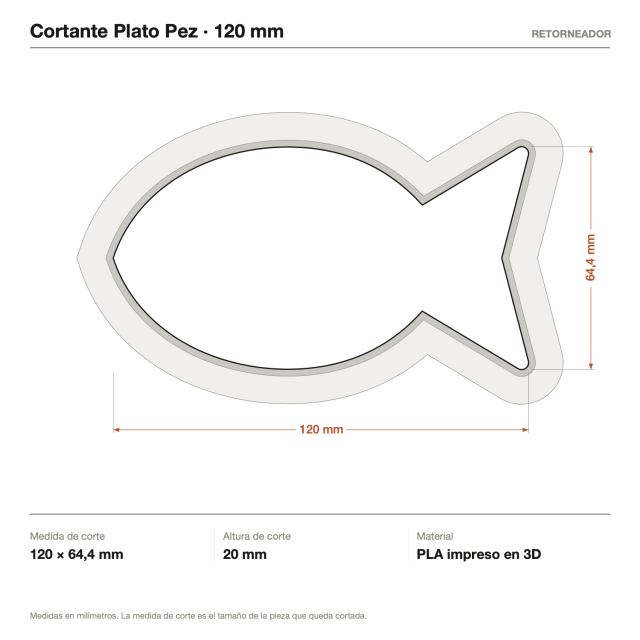 Cortante Plato Pez - Tamaño a elección